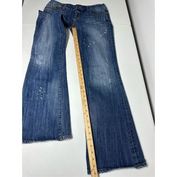 7 Seven For All Mankind White Paint Splatter Boot Cut Jeans Womens Sz 30/ 32 L - Picture 10 of 16